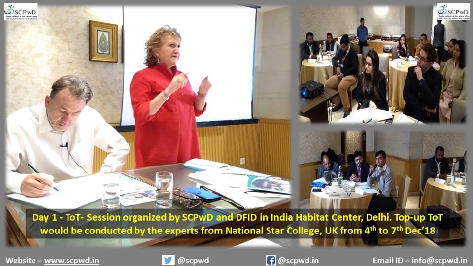 ToT- Session organized by SCPwD and DFID in India Habitat Center, Delhi - Dec'18